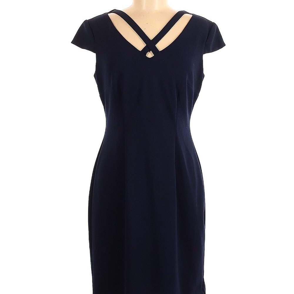 Brand new with tags Roz & Ali Navy V neck cut out neck Sheath dress